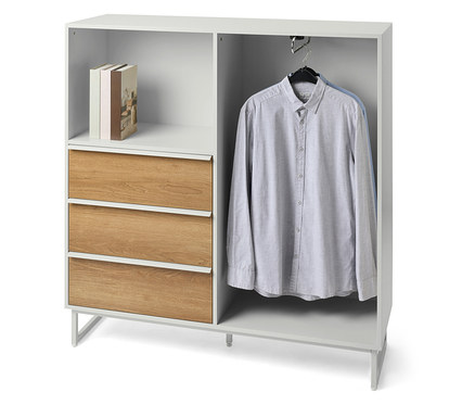 Komoda »LEEG« s 3 zásuvkami a tyčou na oblečenie