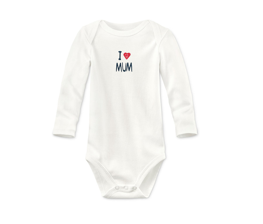 Biele body s dlhým rukávom z biobavlny s nápisom I love Mum.