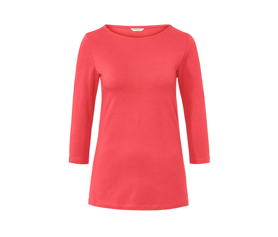 Koralové tričko s trojštvrťovým rukávom.