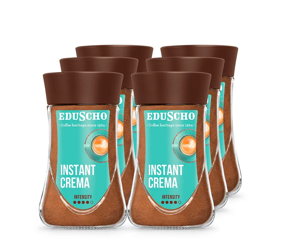 Šesť pohárov instantnej kávy EDU Instant Crema 180 g.