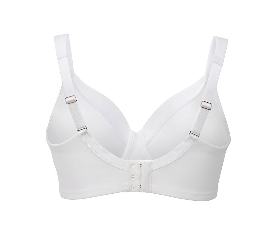 Detail bielej zmenšujúcej podprsenky.