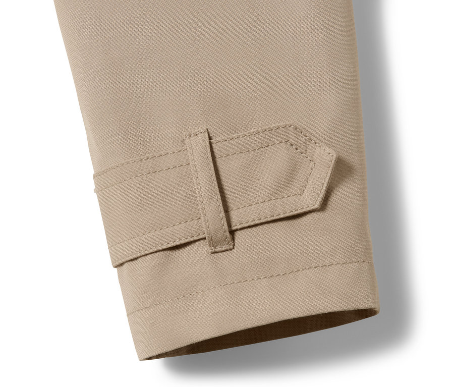 Detail rukáva trenčkotu s opaskom.