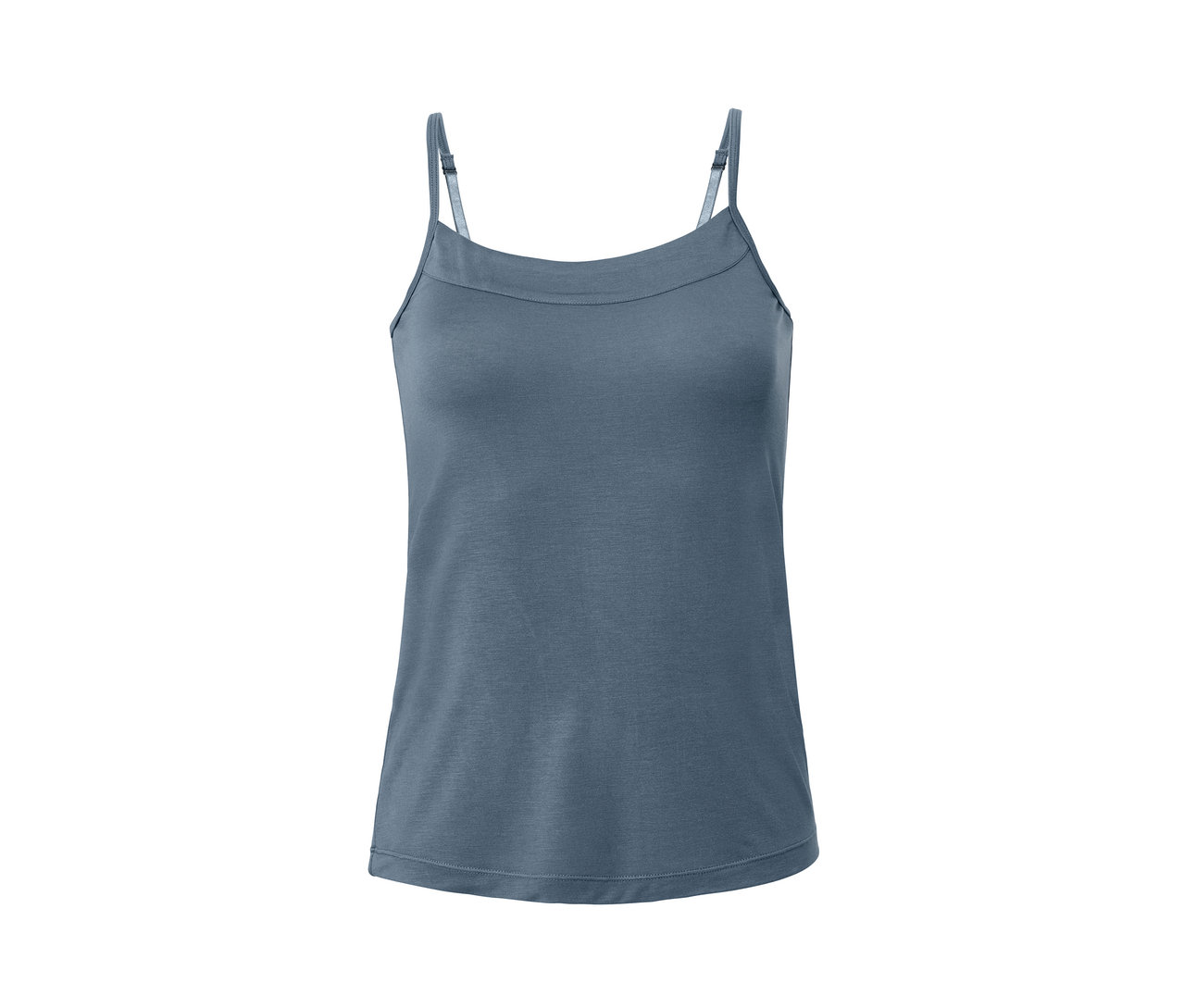 Modré tielko s nastaviteľnými ramienkami.