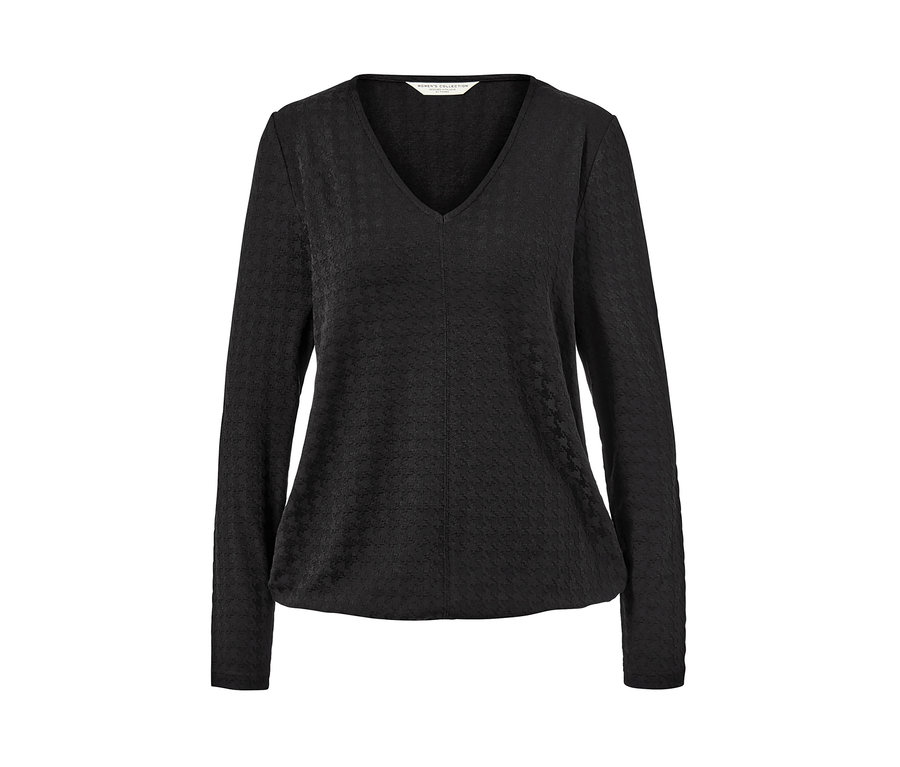 Čierne štruktúrované tričko s dlhým rukávom.