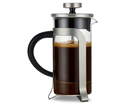 Strieborná kanvica french press 300 ml s 2 šálkami.