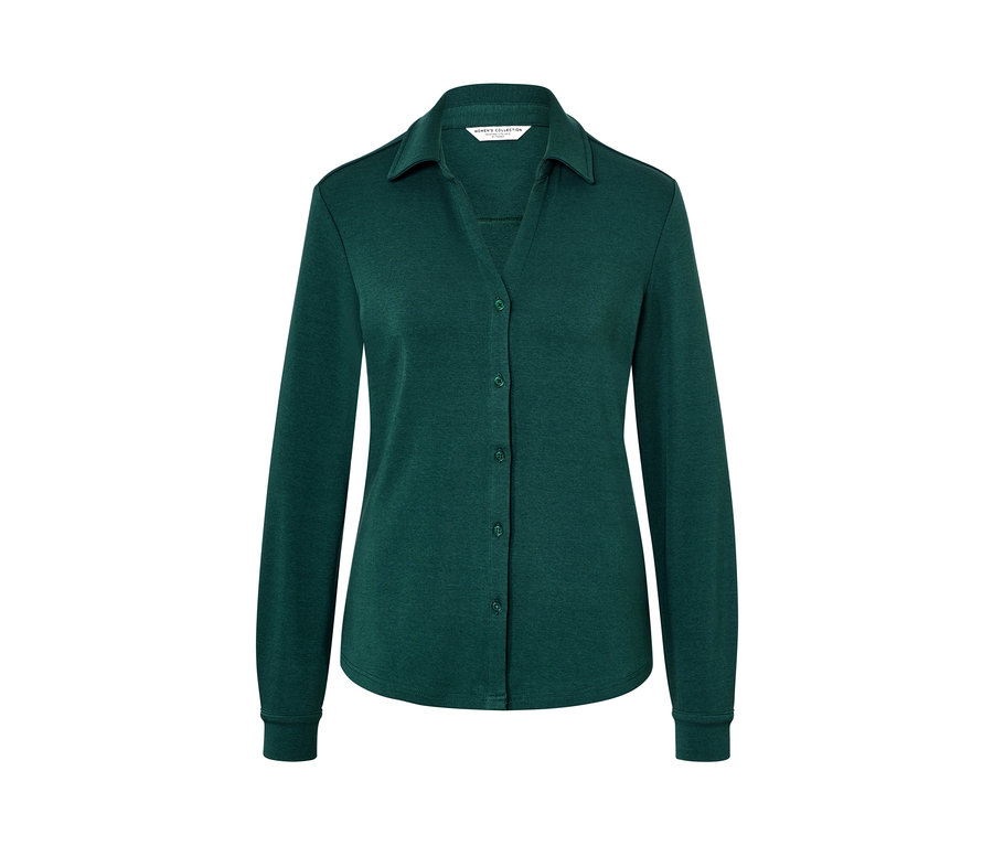 Zelené blúzkové tričko s gombíkovou légou.