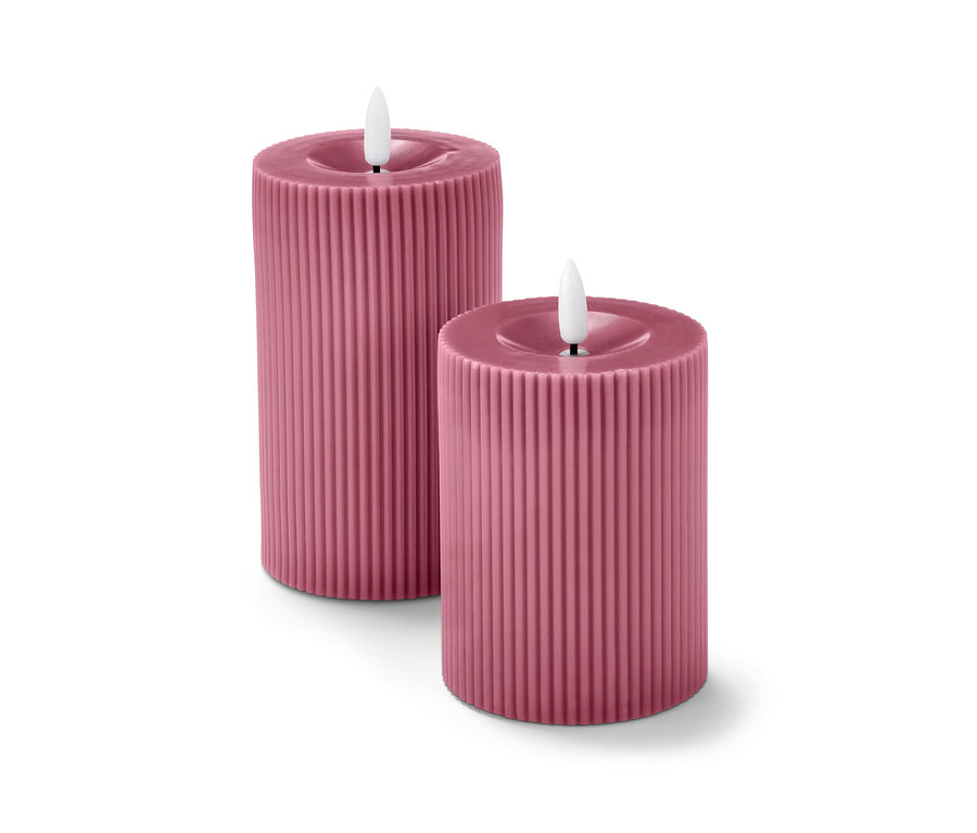 Dve ružové LED sviečky z pravého vosku.