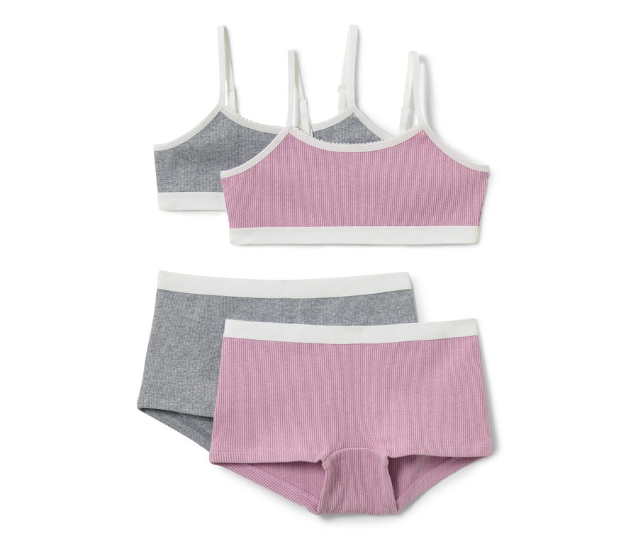 Sivá a ružová súprava bielizne pre dievčatá.