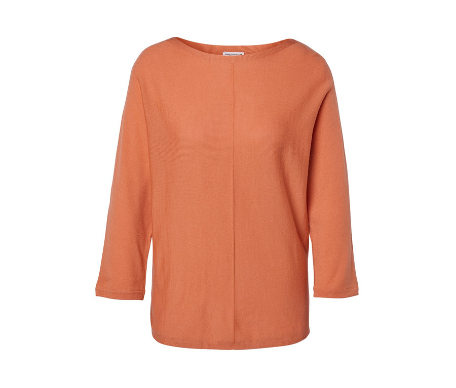 Broskyňový pulóver z jemného úpletu s merino vlnou.