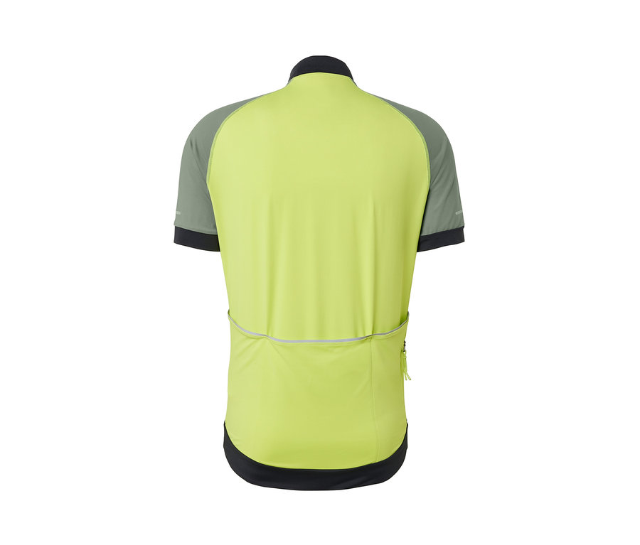 Žltý cyklistický dres zozadu.