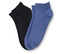 Pár ponožiek, jedna čierna a jedna modrá, ležia vedľa seba.