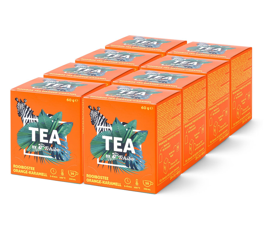 TEA by Tchibo čaj Rooibos s príchuťou pomaranča a karamelu - 8 x 20