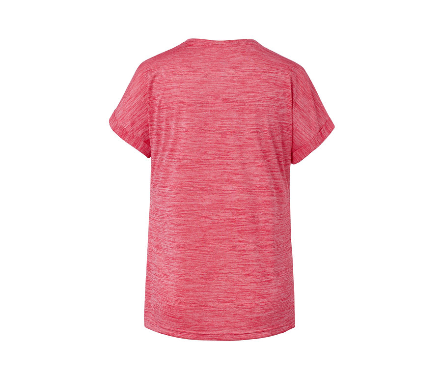 Detail zadnej strany ružového melírovaného funkčného trička.