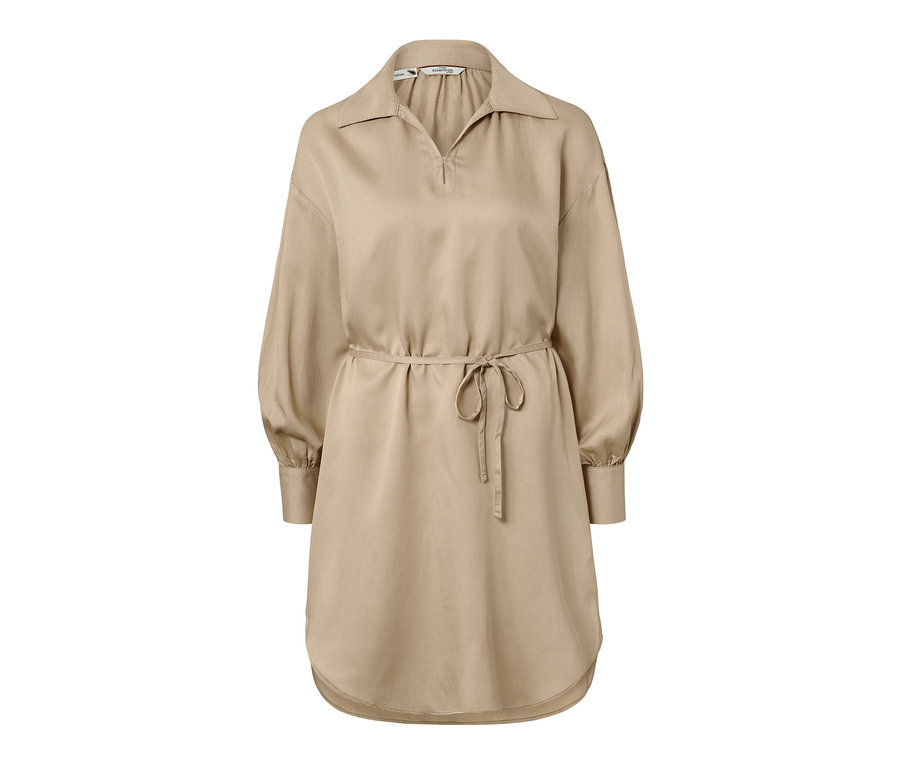 Béžová dlhá blúzka z ľanovej zmesi s opaskom.