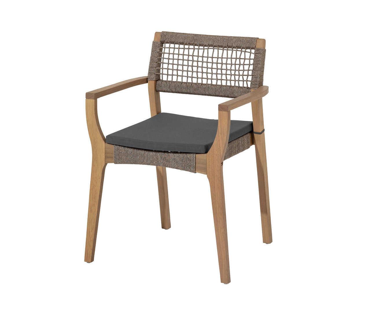 Stohovateľná jedálenská stolička vrátane vankúšika na sedenie.