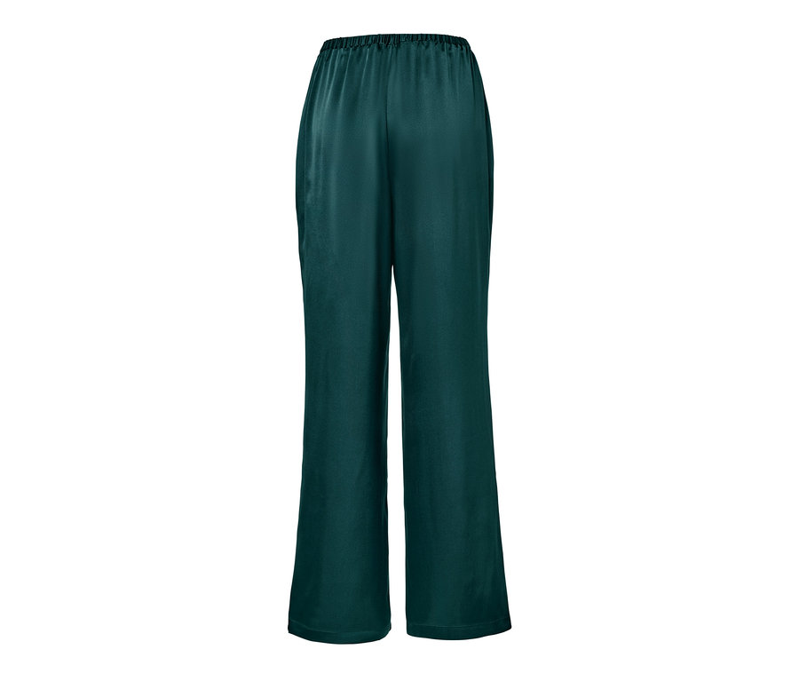 Tmavozelené pyžamové nohavice z čistého hodvábu.