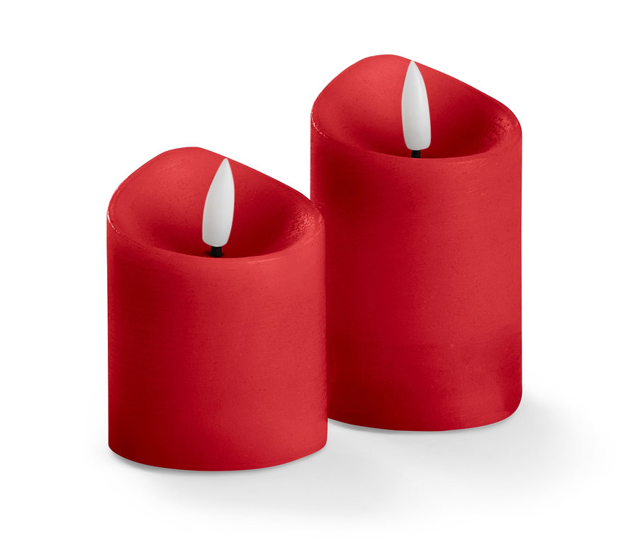 Dve červené LED sviečky z pravého vosku.