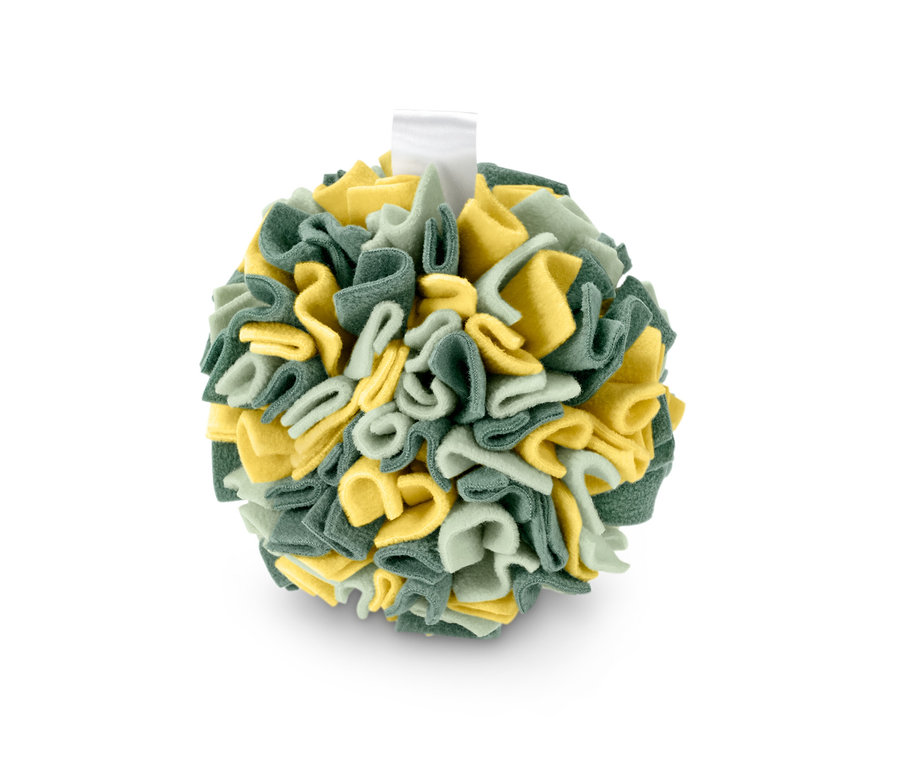 Čuchová loptička v zelenej a žltej farbe.