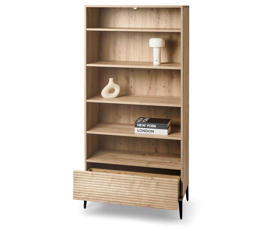 Regál »REET« s lamelovým vzhľadom.