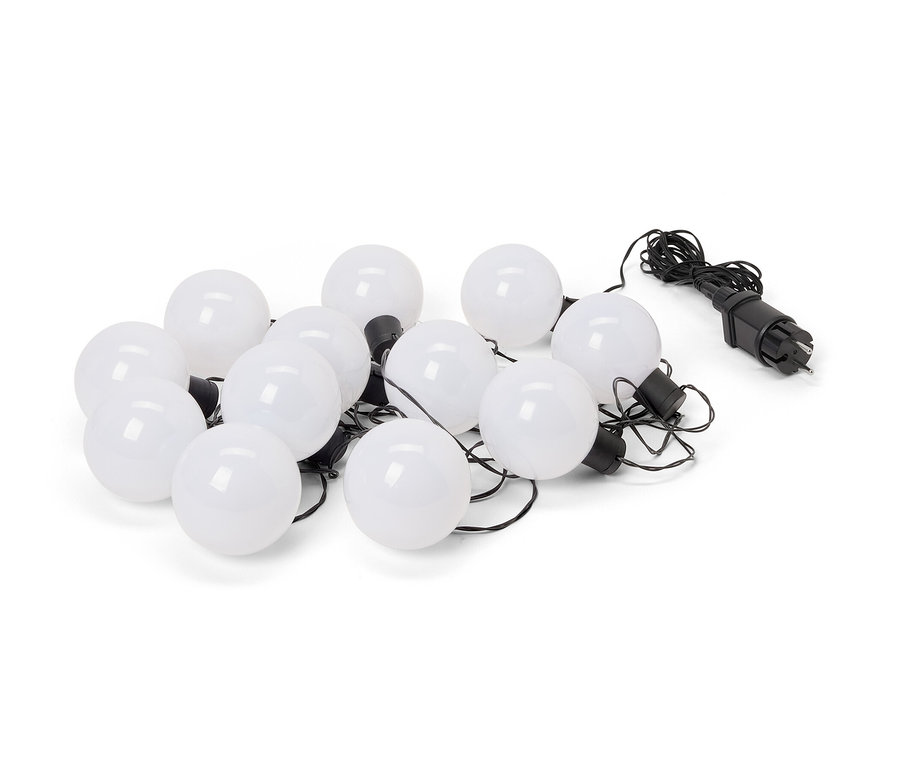 Dve vonkajšie svetelné reťaze s LED diódami ležia na bielom pozadí.