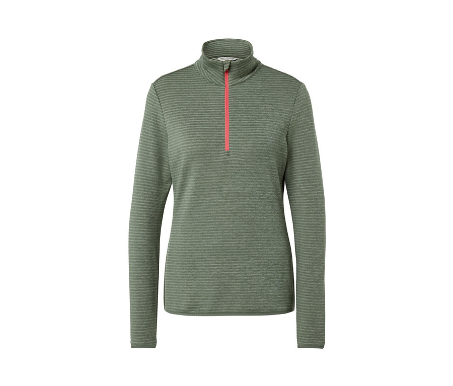 Zelené funkčné outdoorové tričko s dlhým rukávom a krátkym zipsom.