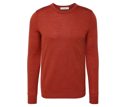 Oranžový melírovaný pulóver z vlny merino.