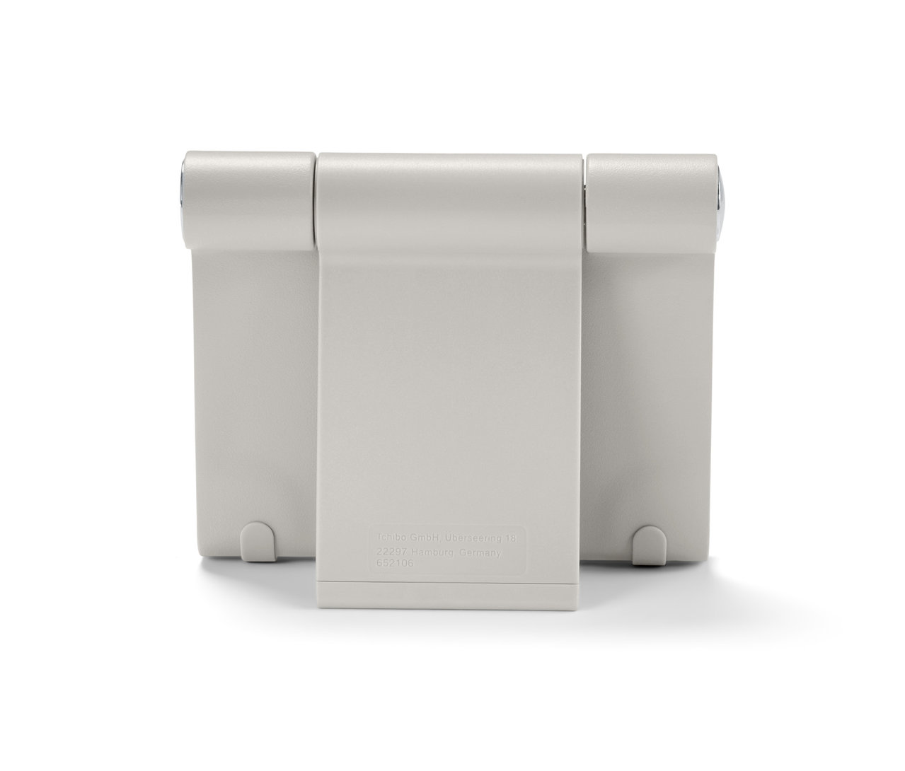 Sivý stojan na smartfón a tablet.