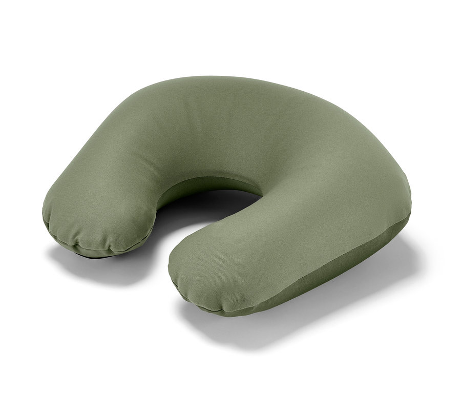 Zelený nafukovací vankúš na krk.