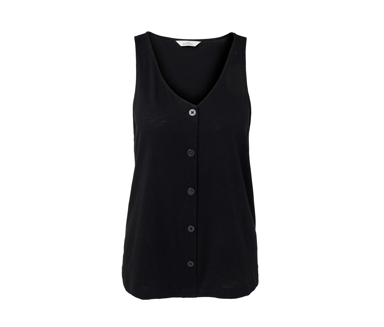 Čierny top z modalovej zmesi s gombíkmi.