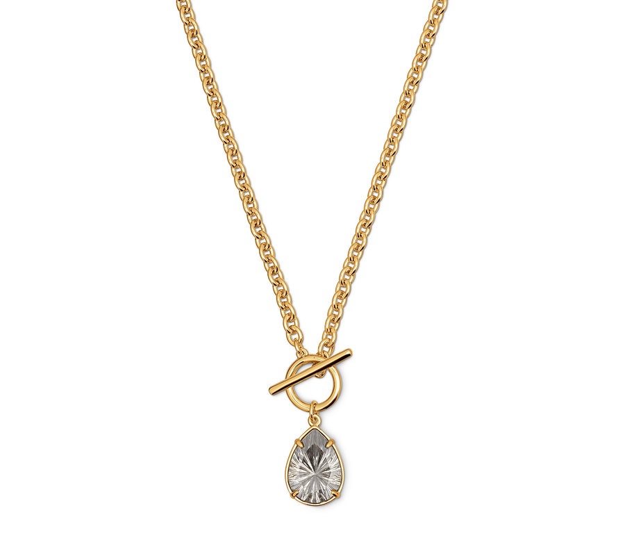 Zlatý náhrdelník s príveskom v tvare kvapky.