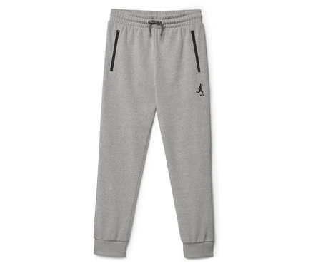 Sivé tepláky so šnúrkou a vreckami na zips.