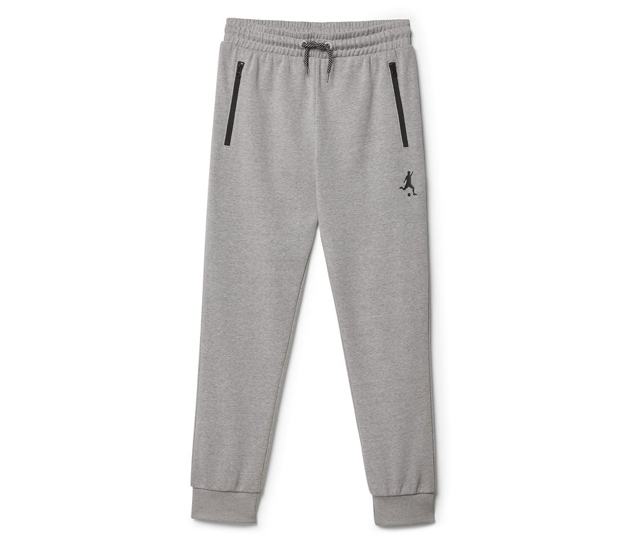 Sivé tepláky so šnúrkou a vreckami na zips.