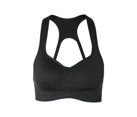 Čierna športová podprsenka so zadným dielom v štýle racerback.