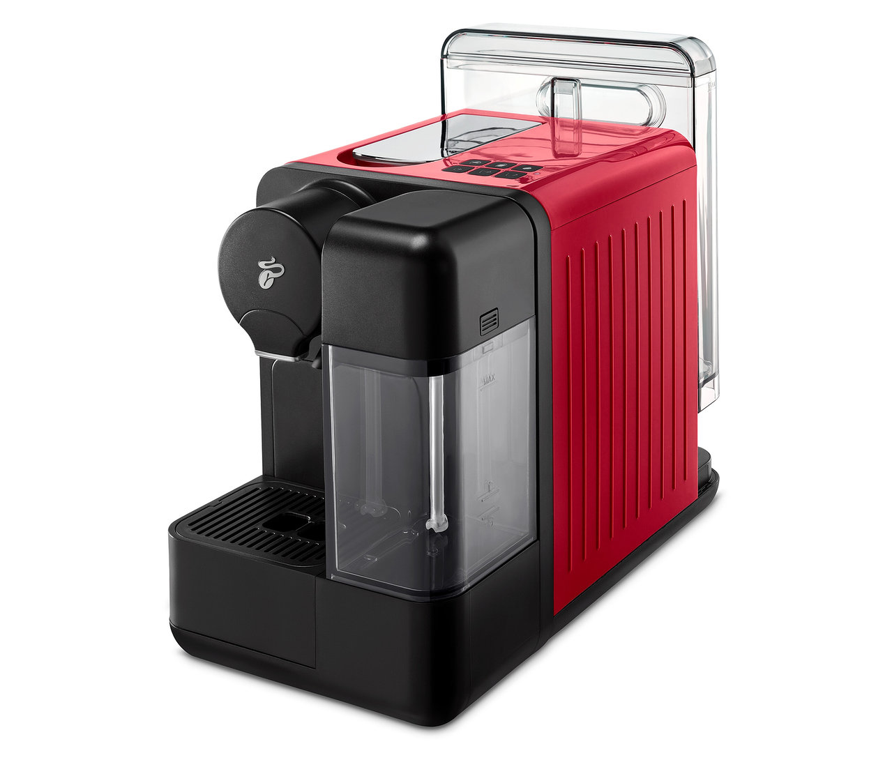 Červený kávovar Cafissimo milk.