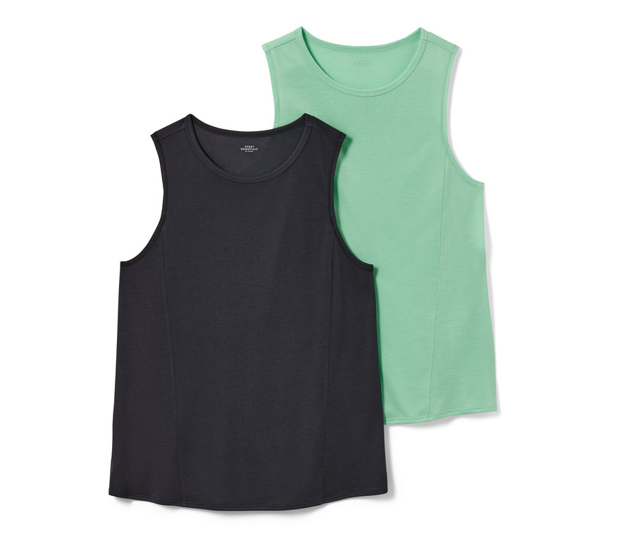 Dva športové topy, zelený a antracitový.