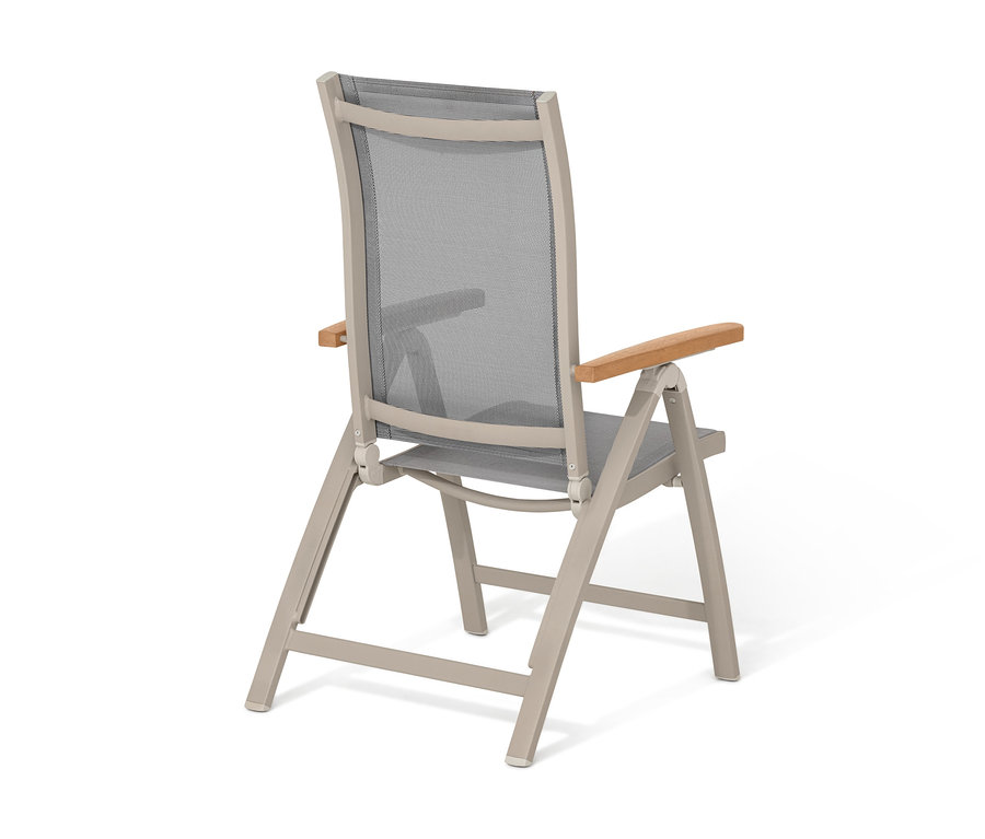 Pohľad zozadu na kreslo »Liska« s vysokým nastaviteľným operadlom.