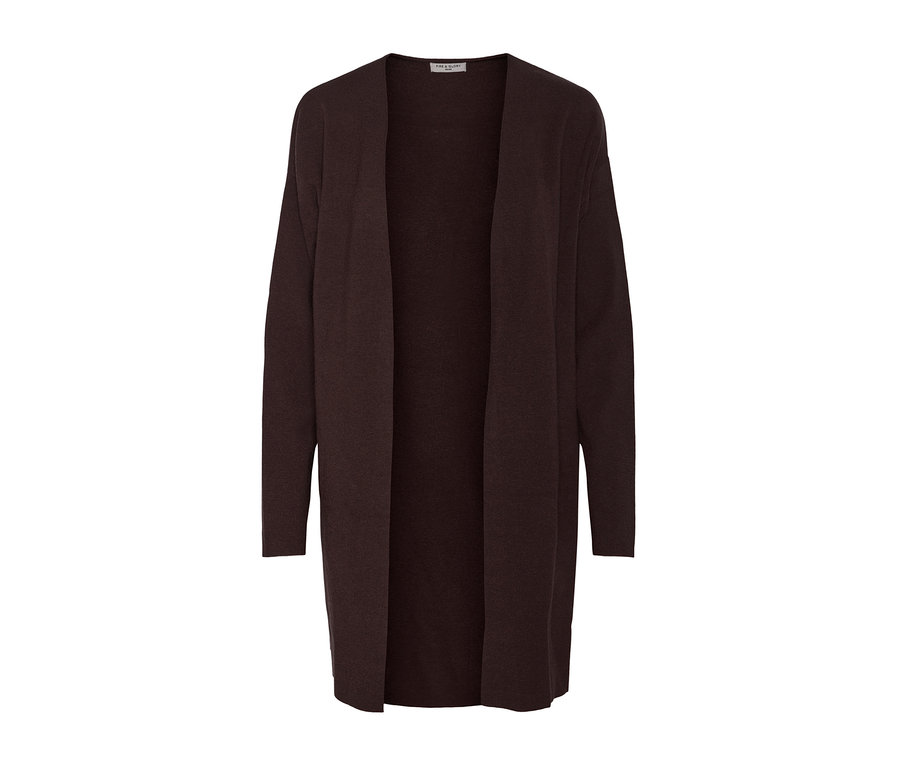 Hnedý otvorený kardigán.
