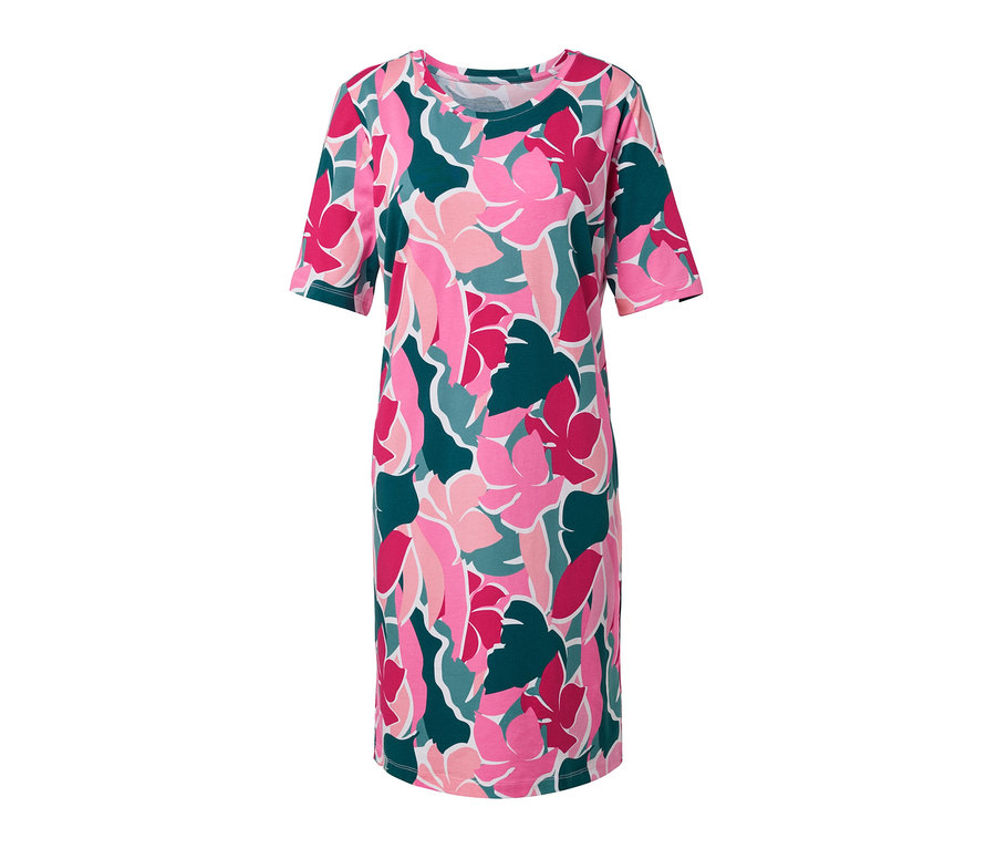 Nočná košeľa s kvetinovým vzorom v ružovej a zelenej farbe.