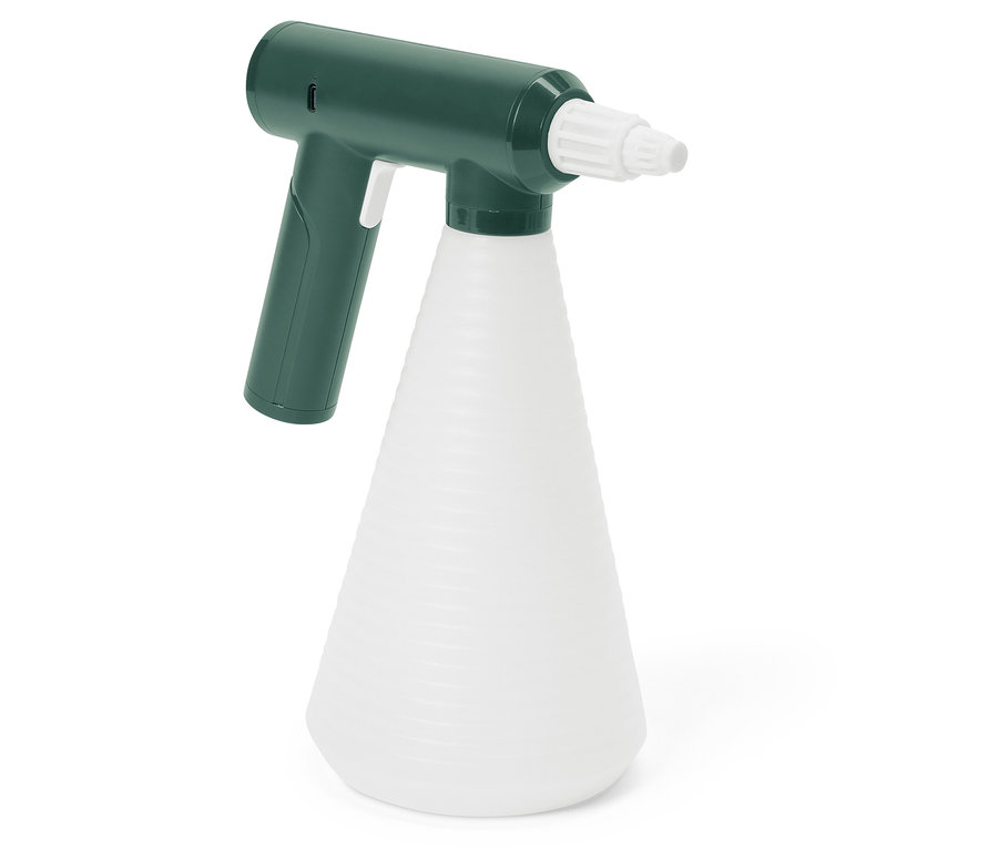 Zelený rozprašovač s bielou nádobou.