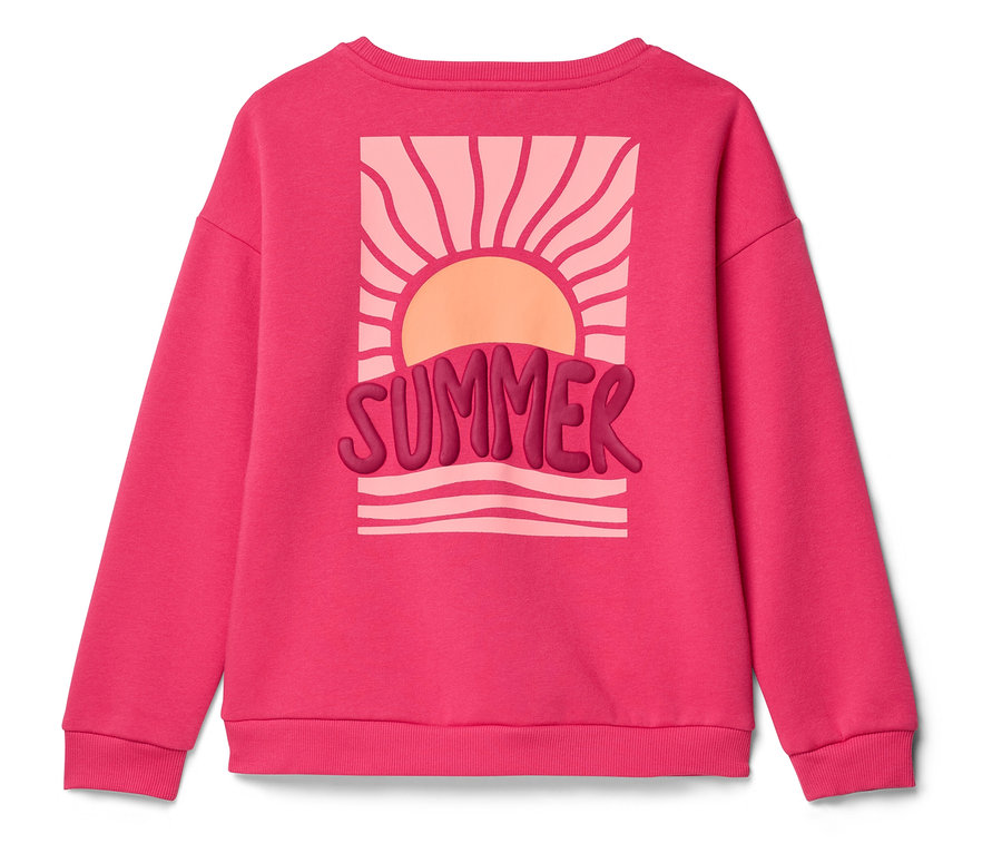 Ružová mikina s nápisom "Summer" a slnkom.