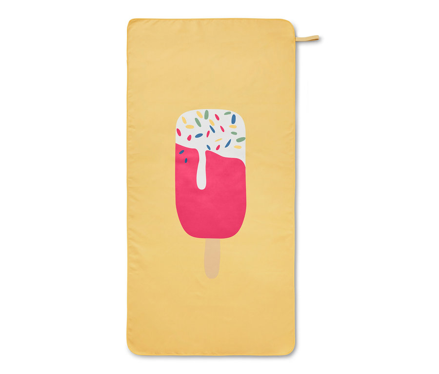 Žltý detský uterák z mikrovlákna so zmrzlinou.