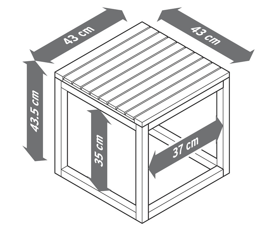 Rozmery 2-dielnej súpravy odkladacích stolíkov »Lenja« sú 43 cm x 43 cm x 43,5 cm.