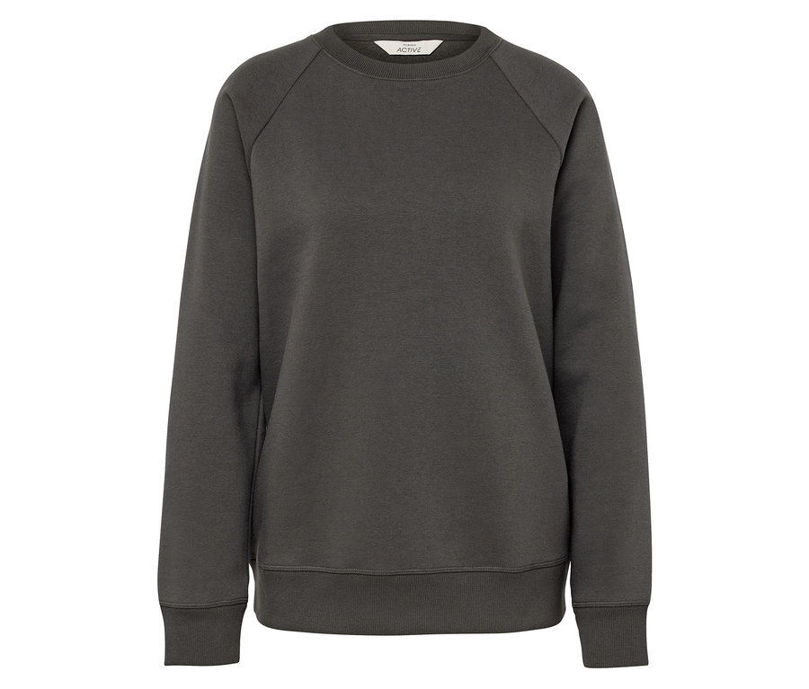 Tmavosivá mikina s dlhými rukávmi na bielom pozadí.