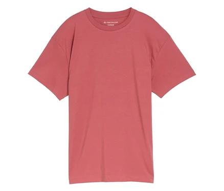 Jednofarebné koralové tričko Tom Tailor Oversize.