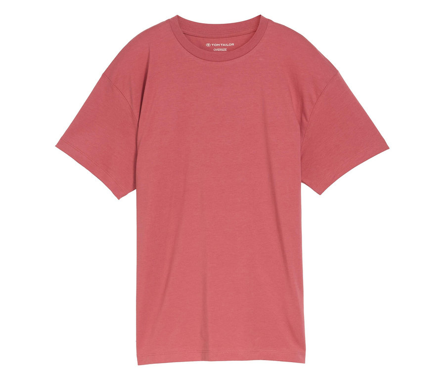 Jednofarebné koralové tričko Tom Tailor Oversize.
