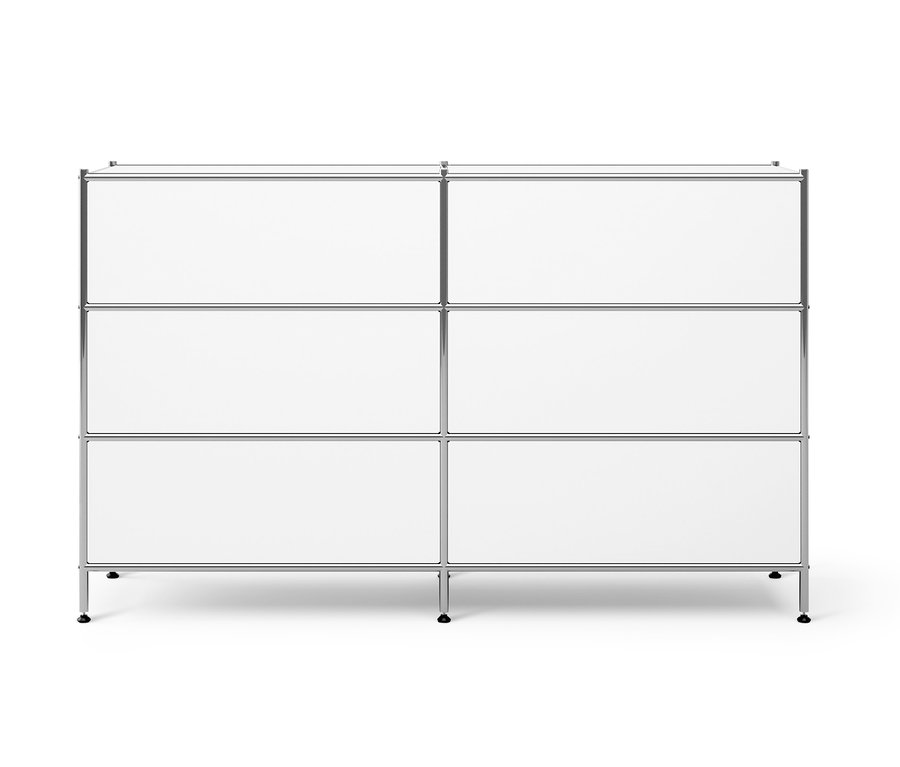 Biela kovová komoda »CN3« so 6 zásuvkami.