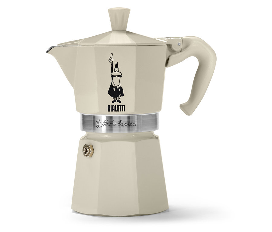 Kávovar na moka kávu Bialetti Moka Express, 190 ml, krémový