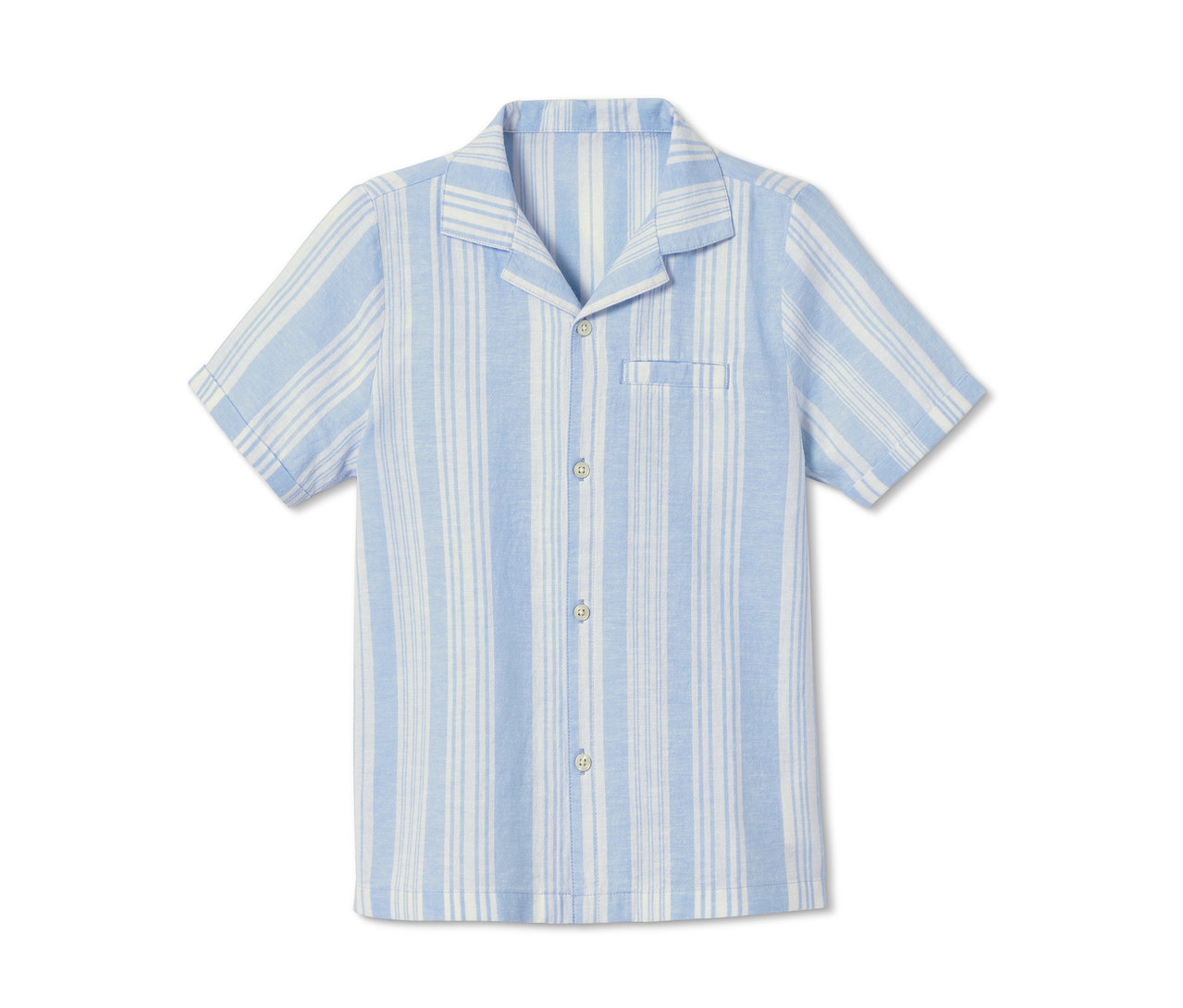 Modrá pruhovaná košeľa s krátkym rukávom z biobavlny.