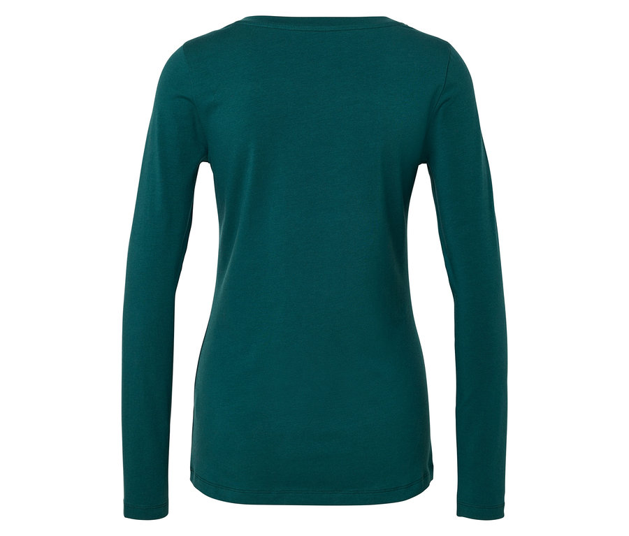 Tmavozelené tričko s dlhým rukávom z pohľadu zozadu.