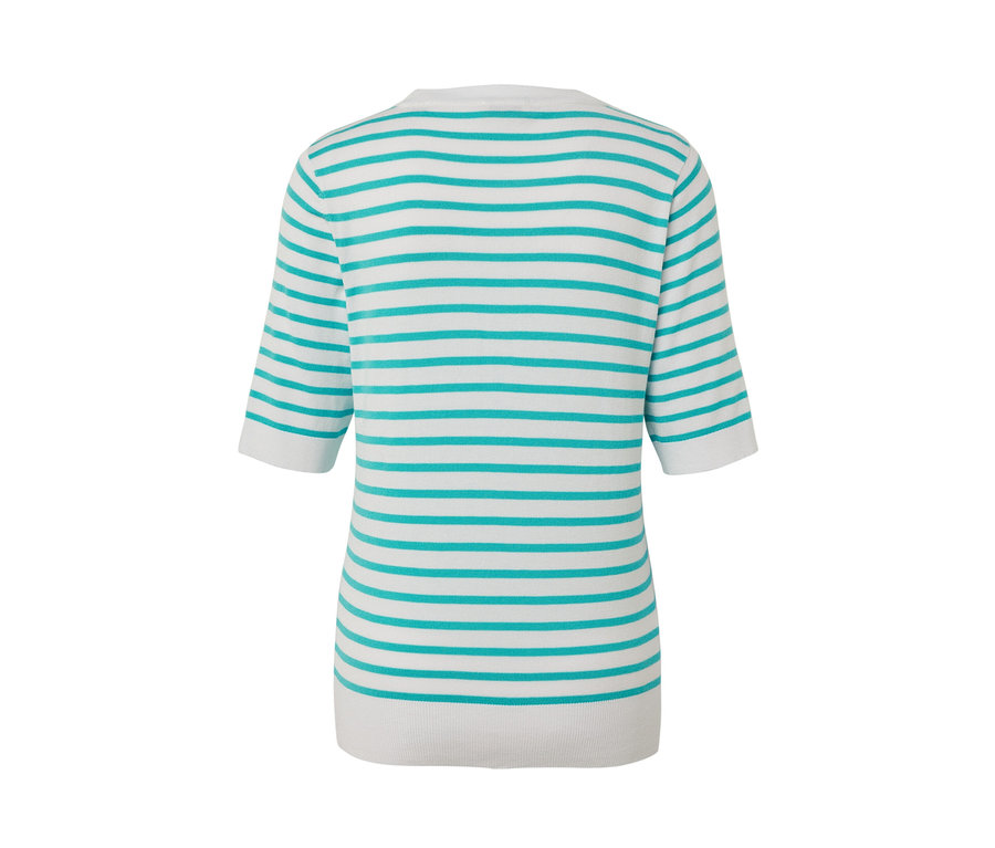 Pruhovaný pulóver z jemného úpletu, akvamarínový.